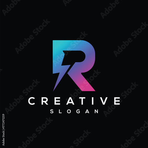 Purple R Letter Logo Design with Creative letter R made of Black text font Texture Vector Pro Vector and Pro EPS Vector Logo