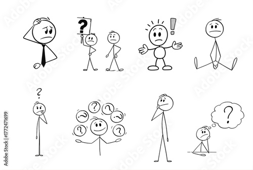 stick figures confused design 