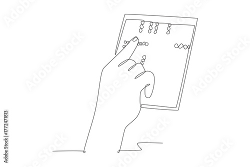 World braille day concept one-line drawing