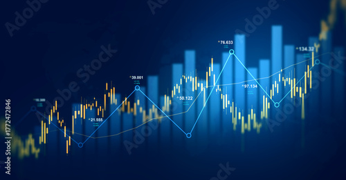 Stock market investment trading graph growth.Investment finance chart,stock market business and exchange financial growth graph.	
