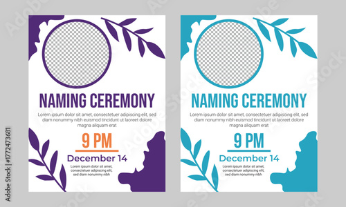 Baby announcement and naming ceremony flyer template  