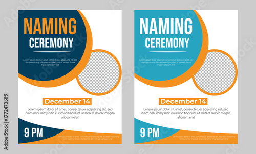 Baby announcement and naming ceremony flyer template  