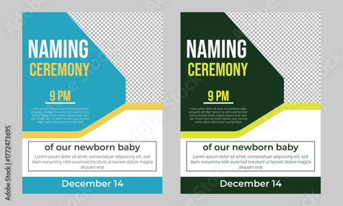 Baby announcement and naming ceremony flyer template  