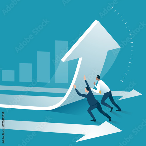 Growth. Joint venture. Cooperation for success. Business vector illustration.