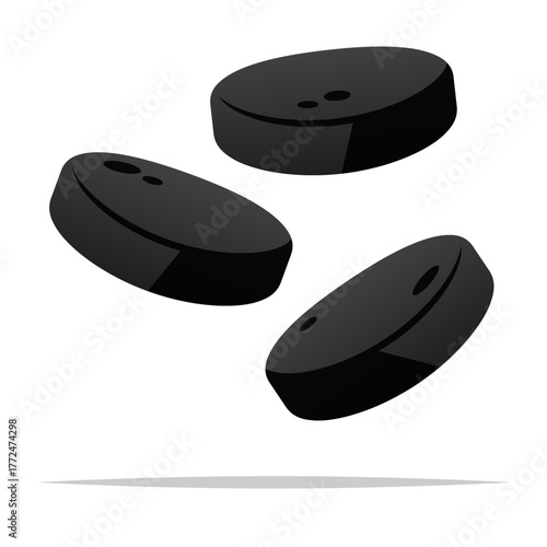 Activated carbon tablet vector isolated illustration