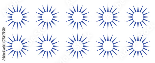 A Pattern of Blue Sunbursts on a White Background