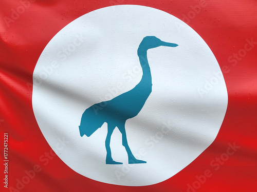 crane bird banner blue red waving symbol