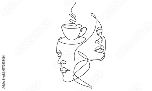 cup of coffee and face line art