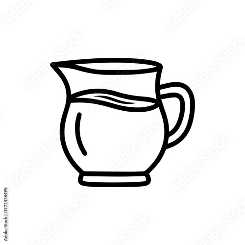Milk Jug Icon Vector — Line Art Pitcher Symbol for Serving Milk or Cream
