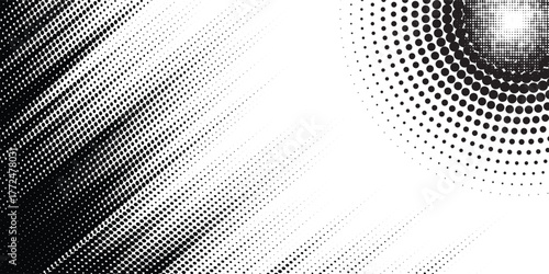 White and black halftone dots color pattern. illustration.