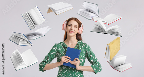 Young woman with headphones...