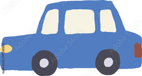 青い車の手描きイラスト