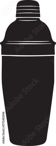Black silhouette of a cocktail shaker isolated on white background