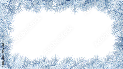 Frosty Blue Winter Border Frame Isolated on White Background