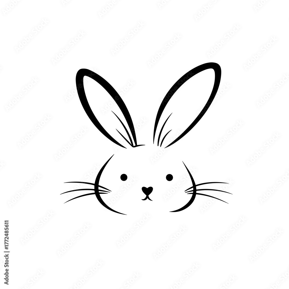 Obraz premium rabbit. rabbit simple black and white line art vector logo