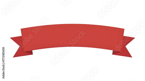Bold red ribbon banner for sale announcements, isolated on white background.