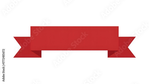Red Ribbon Banner Isolated on Transparent Background – Premium Sale Label Template for Discount and Promotion
