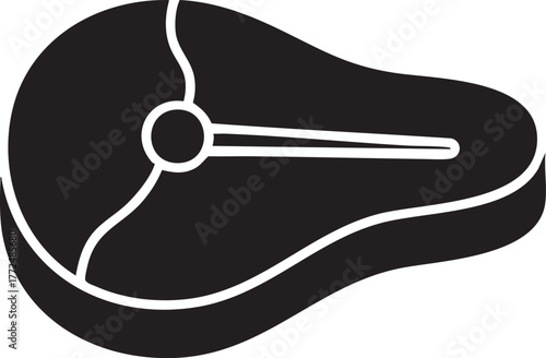 Black silhouette of a raw steak isolated on white background