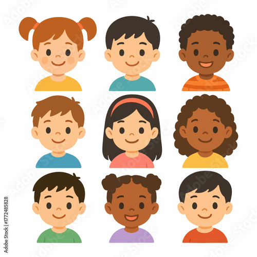 Set of Children Faces with Various Expressions