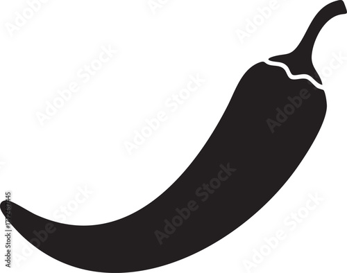 Black silhouette of a spicy chili pepper isolated on white background silhouette