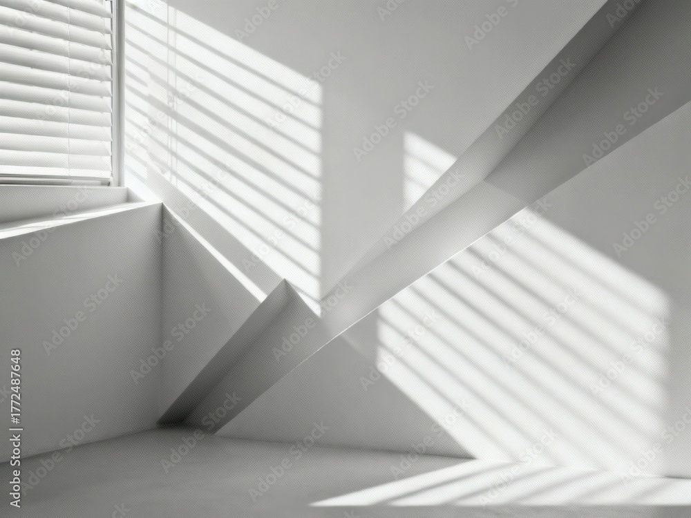Obraz premium Light streaming through blinds or windows casting angular shadows