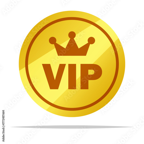 VIP round gold sign vector isolated illustration
