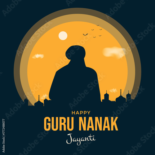 Guru nanak Jayanti poster.  Indiana celebration creative design. Vector illustration