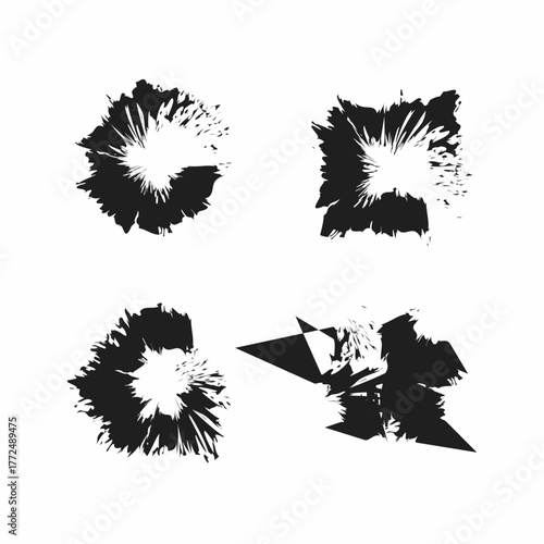 Abstract Black Splatter Shapes on White Background