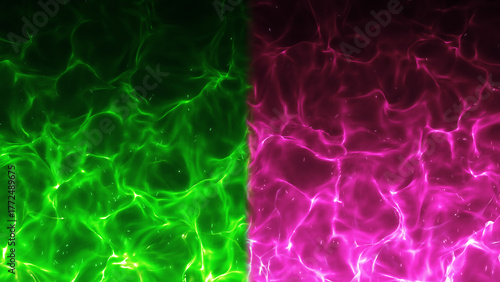 Fotografie 緑とピンクの対立する炎のエフェクト背景