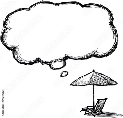 The iconic image of a beach lifestyle is captured in a modern illustration that embodies the dream of living by the sea