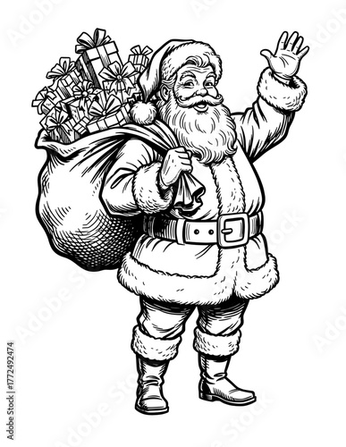 Black & White Vector Santa 