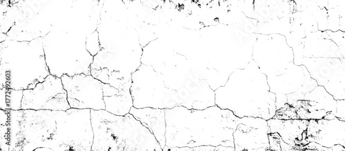 Vector black and white scratch and cracks grunge texture dust and distressed wall pattern white background.