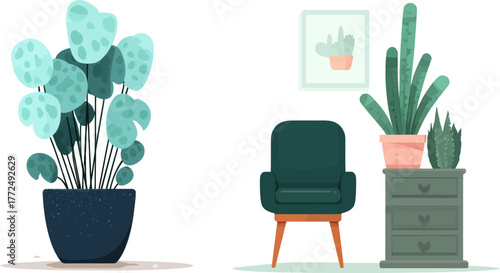 Fresh green leaves isolated on a white background come from various herbs and plants