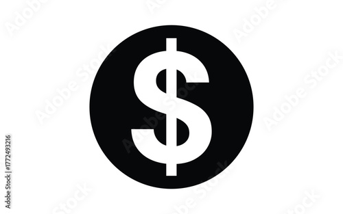 Dollar Sign Icon Displayed Prominently in Black and White