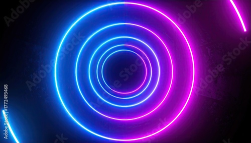 Neon Light Circles Abstract Background