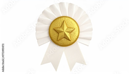 White Satin Rosette with Gold Star Center