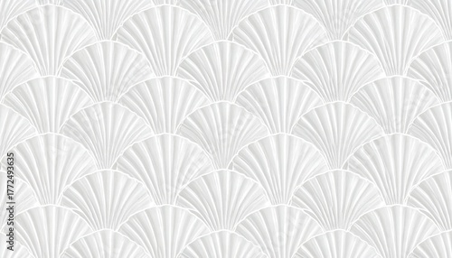 Seamless Scallop Shell Pattern: Minimalist Grey and White Wave Rhythm Texture