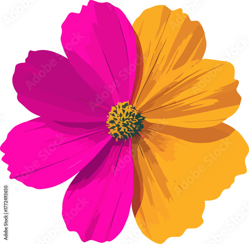 The image is a closeup of an attractive orange narcissus flower, complete with green leaves and a delicate yellow center, on a clean white background