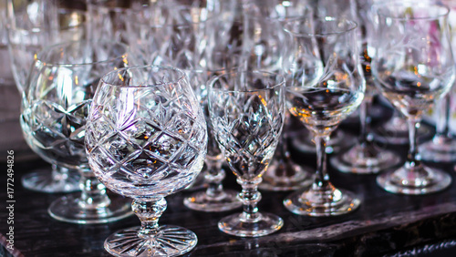 Fotografie Elegant Crystal Glassware on Display for a Special Occasion
