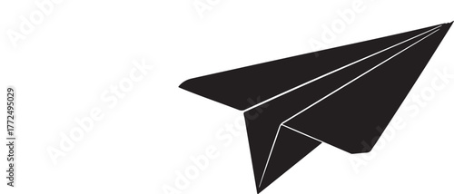 Black paper airplane in flight white origami