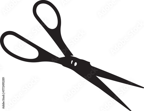 Black scissors open wide cutting tool