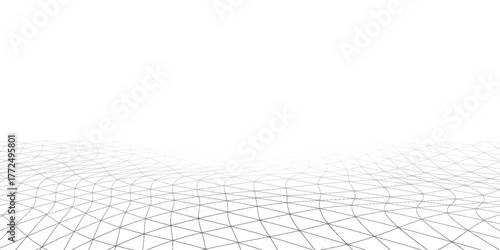 Futuristic circle wave. Vector white cyberspace. Abstract music sound wave with dots. Black moving particles on a white backgroun