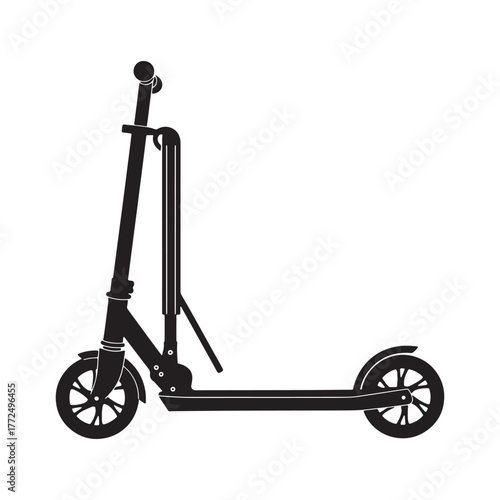 Black kick scooter isolated on white background