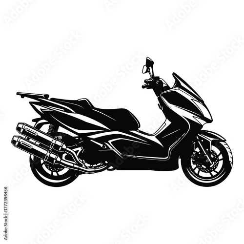 Black scooter isolated on white background