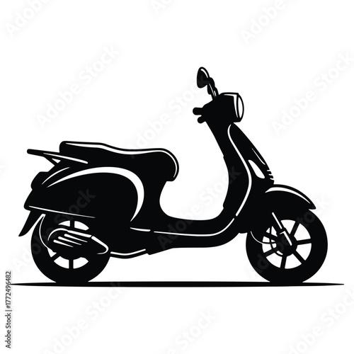 Black scooter isolated on white background