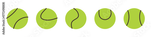 green tennis balls in different positions and angles; perfect for sports-themed projects, tennis equipment packaging, posters, icons, and infographics - vector illustration