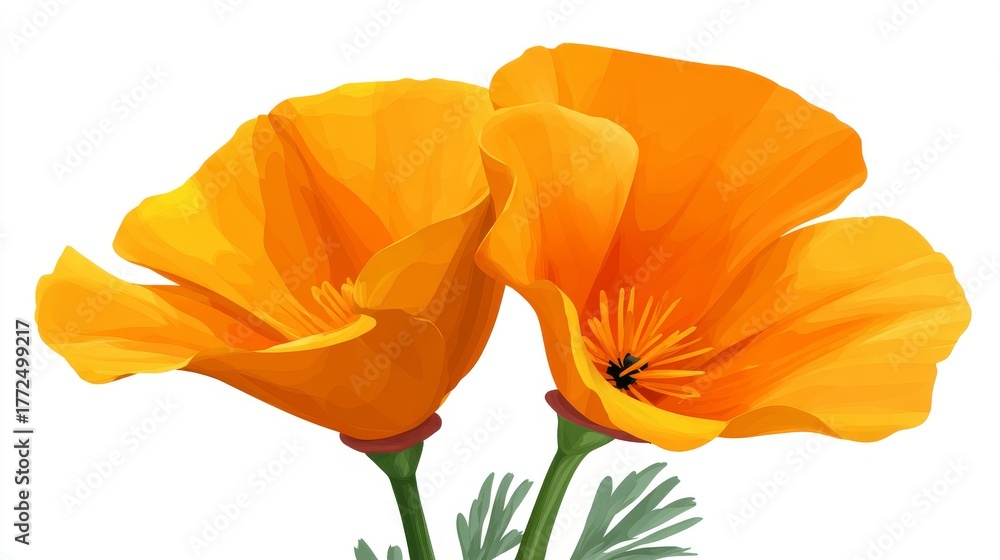 Naklejka premium A single yellow California poppy petal is showcased in a close-up, highlighting its intricate details and soft color gradients