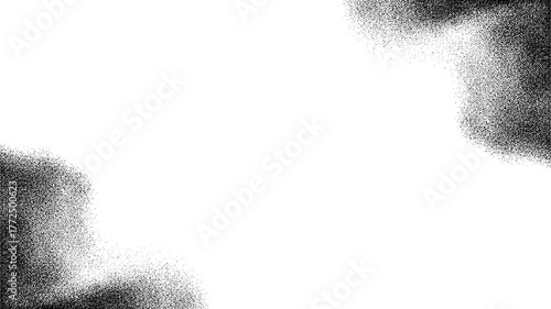 Abstract corner texture with a grainy, speckled effect on a bright transparent background