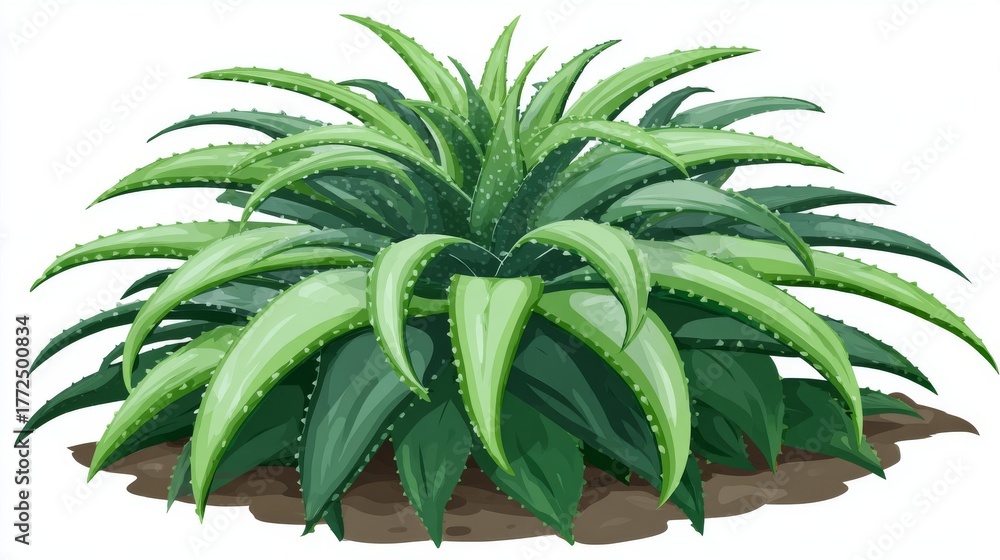 Fototapeta premium An illustration of a vibrant green leafy plant is shown isolated on a white background