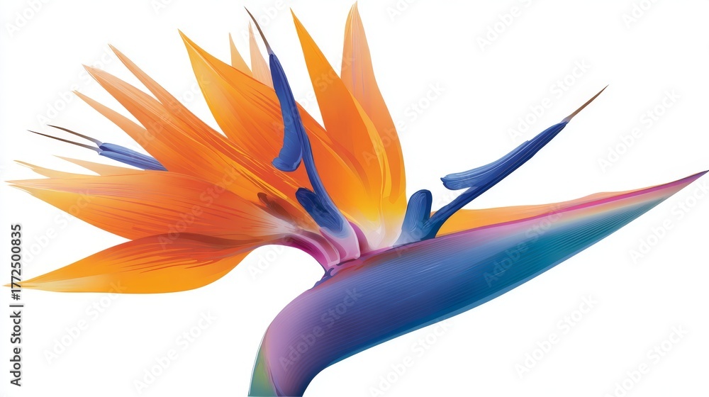 Obraz premium A stylized representation of lush foliage in green, orange, and black hues is set against a plain white background